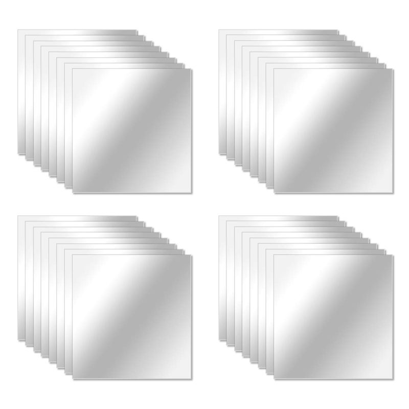 Lamoutor 32 Flexible Mirror Sheets - Square Mirror Tiles Self-Adhesive Wall Stickers for Home Decor - Image 1